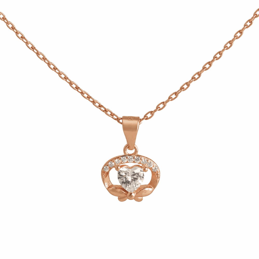 Starling Silver Heart Pendant Necklace with CZ Stone.