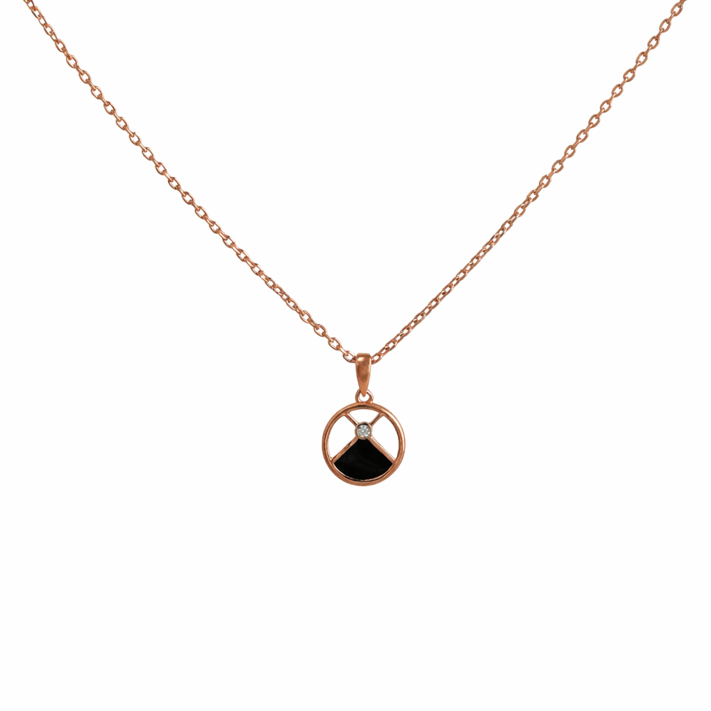 Wamikaa 925 Silver Rose Gold Black Stone Necklace