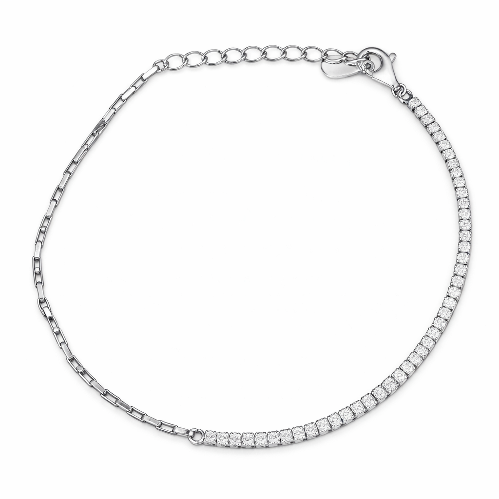 Wamikaa 925 Silver Adjustable Tennis Bracelet with Cubic Zirconia.