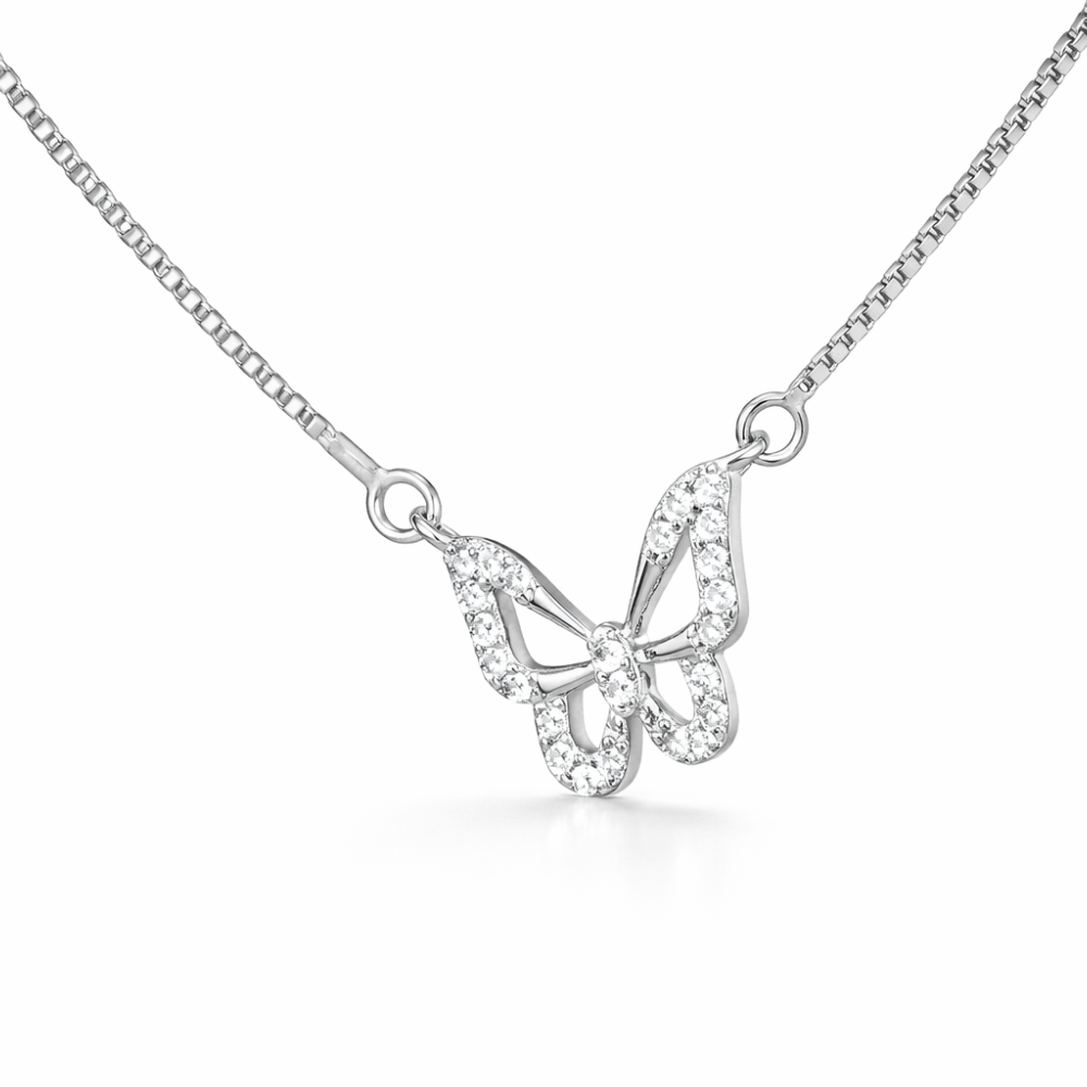 Wamikaa 925 Silver Butterfly CZ Necklace for Women